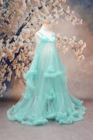 Mesh Light Green Maternity Dresses