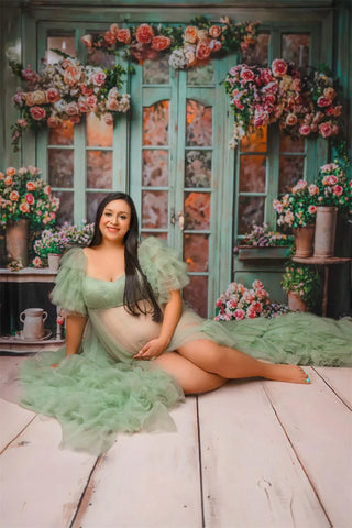 Sheer Maternity Photoshoot Dress with Slit