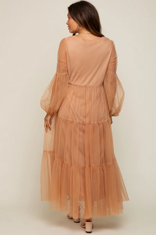 Mesh Tiered Maternity Dress