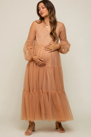 Mesh Tiered Maternity Dress