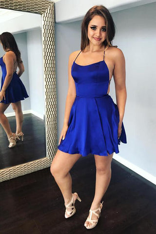 Mini Backless Satin Short Homecoming Dresses, Short Party Dress