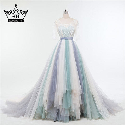 On Sale No Return No Refund Mixed color beading backless wedding dresses sexy women girl bridal dress gown 2025 Real Photo HA2054