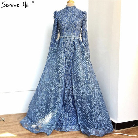 On Sale no return no refundSale Muslim Black Crystal Long Sleeves Evening Dresses 2025 Mermaid Luxury High-end Evening Gowns Plus Size LA70419