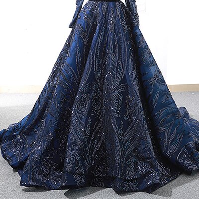 Muslim High Neck  Wine Red Sparkle Wedding dress 2025 Long Sleeve Sequined Luxury A-Line Evening Gowns LA70530