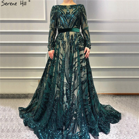 Muslim Wine Red A-Line Luxury Wedding dress 2025 Vintage Long Sleeve Sequined  Evening Gowns  Plus Size  LA60799