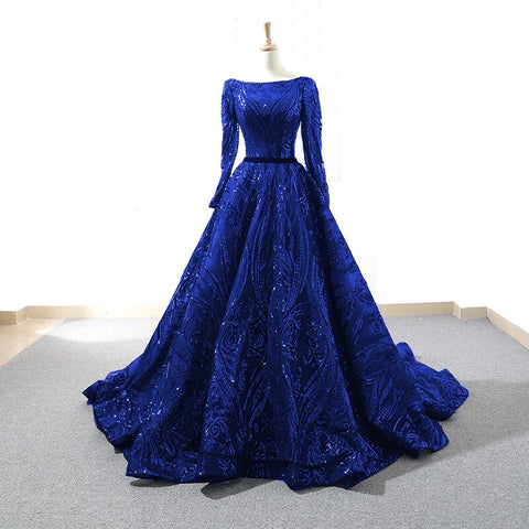 Muslim Wine Red A-Line Luxury Wedding dress 2025 Vintage Long Sleeve Sequined  Evening Gowns  Plus Size  LA60799