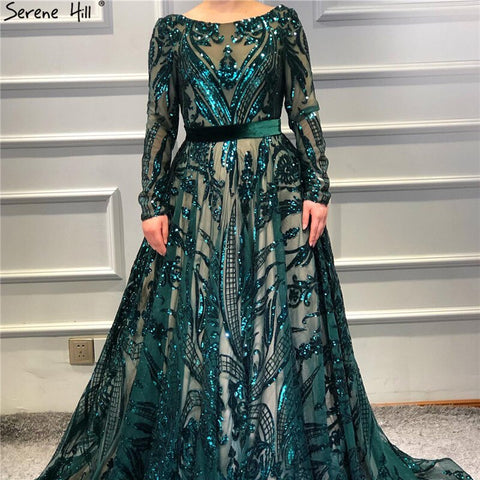 Muslim Wine Red A-Line Luxury Wedding dress 2025 Vintage Long Sleeve Sequined  Evening Gowns  Plus Size  LA60799