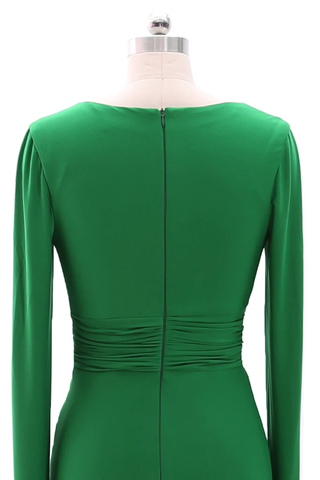 Vestido largo de noche para la madre de la novia, manga larga, escote en V, modelo Y785