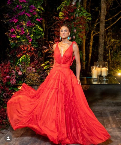 Vestido de noche sexy de corte A con escote en V profundo, modelo Y6175