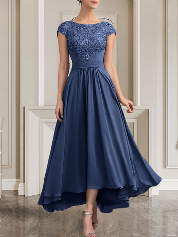 A-line Scoop Floor-Length Lace Chiffon Mother of the Bride Dress With Sequins