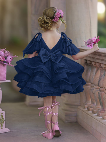 Ball-Gown/Princess Tulle Knee-length Birthday Flower Girl Dress