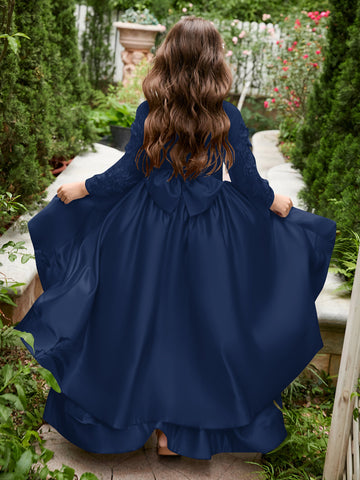 A-line Satin Asymmetrical Flower Girl Dress