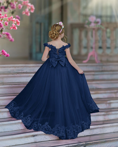Ball-Gown/Princess Lace Sweep Train Pink Birthday Dress