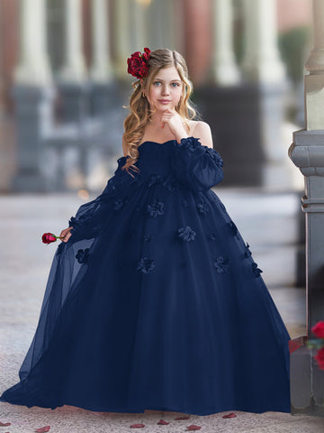 3D Flower Princess Ball Gown Flower Girl Dresses