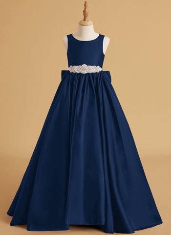 Ball-Gown/Princess Satin Sweep Train Flower Girl Dress