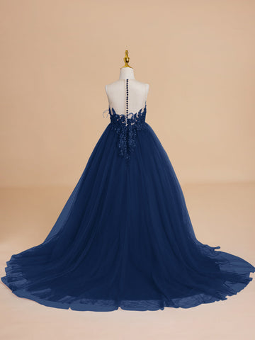 Ball-Gown/Princess Tulle Sweep Train Flower Girl Dress