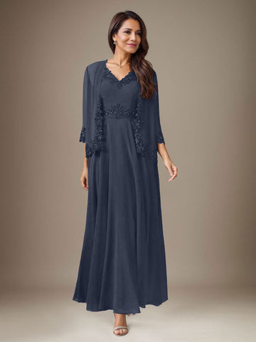 Plum A-Line Sequins Chiffon Dress