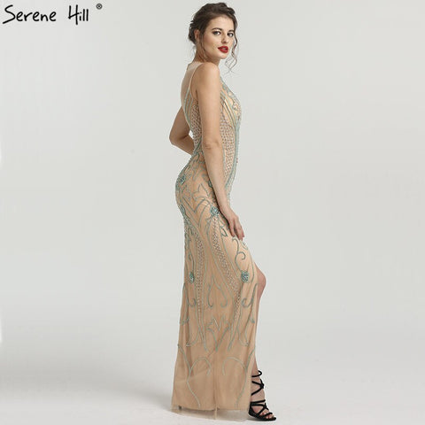En oferta, sin devoluciones ni reembolsos. Vestidos de noche de lujo con pedrería de diamantes, colección 2025, sin mangas, estilo sirena ilusión, vestidos de noche sexys, modelo LA6578. 