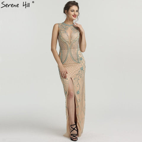En oferta, sin devoluciones ni reembolsos. Vestidos de noche de lujo con pedrería de diamantes, colección 2025, sin mangas, estilo sirena ilusión, vestidos de noche sexys, modelo LA6578. 