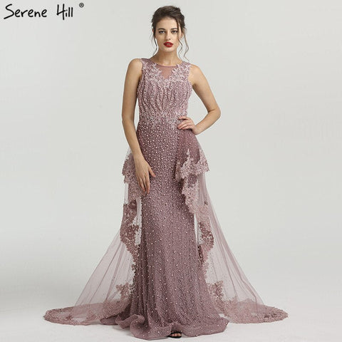 Robe de soirée sirène sexy sans manches, épaules dénudées, perles, tendance, 2025, LA6527 