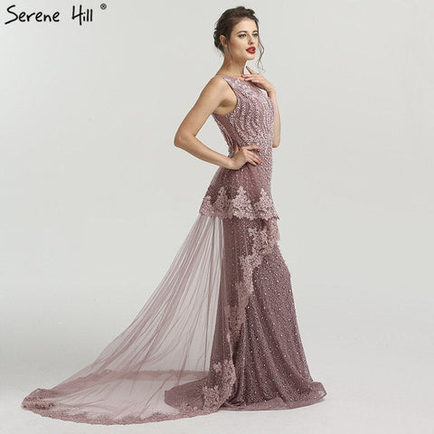 Robe de soirée sirène sexy sans manches, épaules dénudées, perles, tendance, 2025, LA6527 
