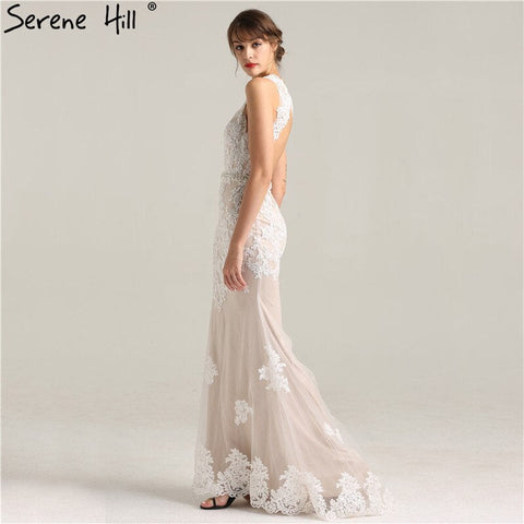 On Sale no return no refundSale New O-Neck Mermaid Elegant Sexy Evening Gowns Fashion Embroidery Pearls Tulle Evening Dress 2025 Real Photo LA6228