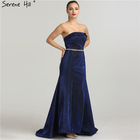 On Sale No Return No Refund Designer Strapless Sexy Evening Dresses  Mermaid  Fashion Long Dress Elegant Evening Real Photo LA6440