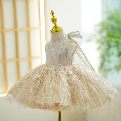 Champagne 1st Birthday Baby Girl Dress