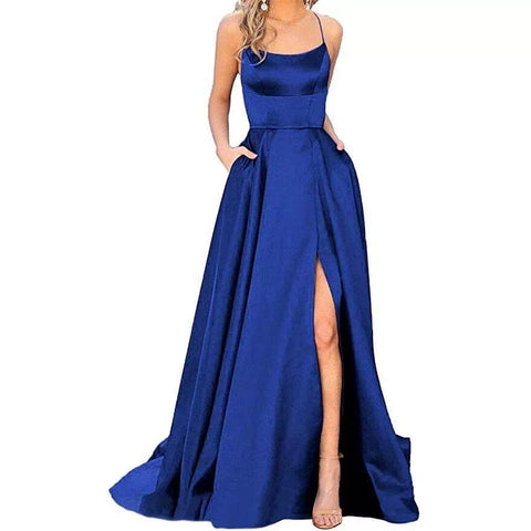 Vestido de noche de terciopelo azul real, vestido formal de fiesta de un solo hombro, vestido largo maxi