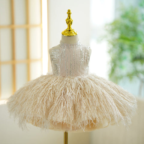 Champagne 1st Birthday Baby Girl Dress