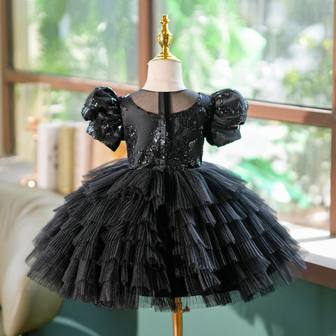 Black Sequins 1st Birthday Party Toddler Girl Dress