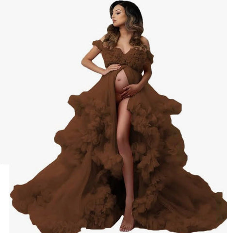 Hot-selling new pregnant women's mesh skirt photo dress deep V perspective photo portrait photography clothing6121#