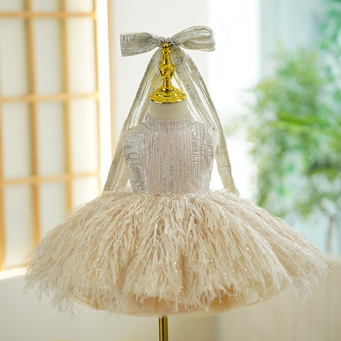 Champagne 1st Birthday Baby Girl Dress