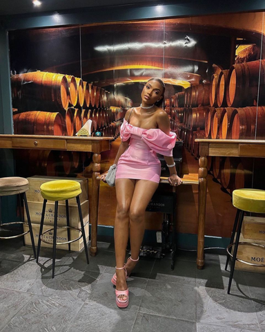 Robe de bal rose à épaules dénudées, robe de soirée rose chic Y2262