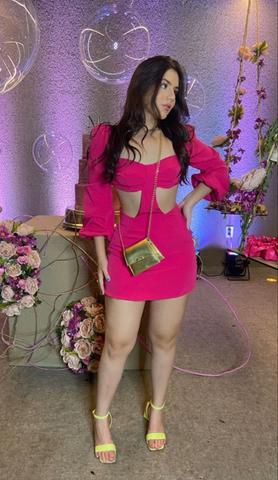 Robe de bal sexy à découpe taille haute et manches longues Y2487