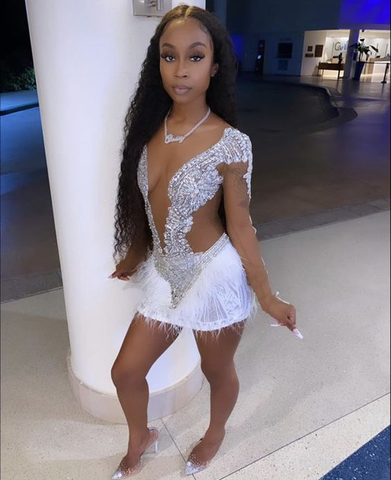 21st Birthday Outfit Dress Sexy Tight Beaded Dress Mini Homecoming Dress Y780