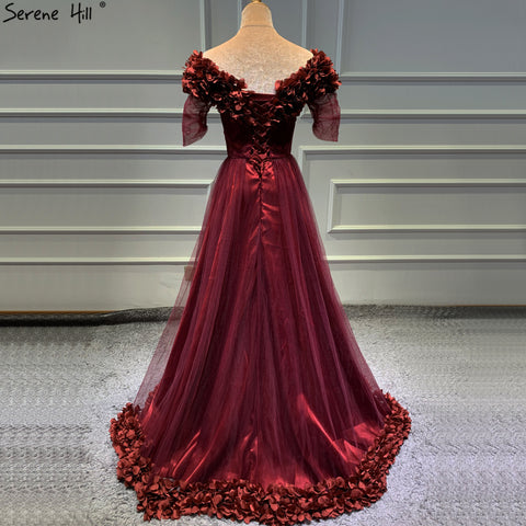 Off Shoulder Wine Red 2025 Half Sleeves Simple Sexy Beach Evening Gowns LA60762 women evening dress
