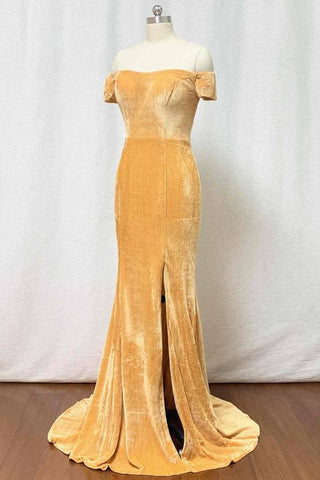 Gold Mermaid Velvet Bridesmaid Dress  VMB72