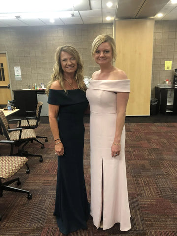 Off the Shoulder Pink Bridesmaid Dress with Slit VMB75