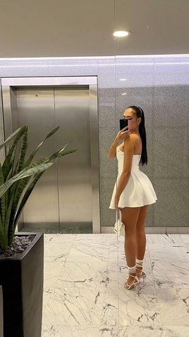 Robe de bal blanche sans bretelles, adorable, robe de soirée blanche Y1888