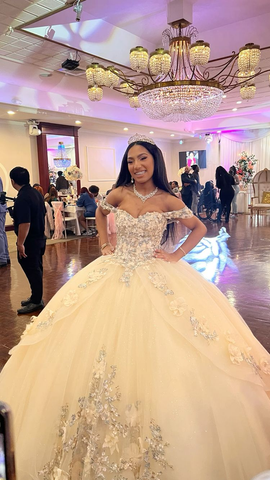 Robe de bal champagne à fleurs, style forêt, épaules dénudées, modèle Y3026