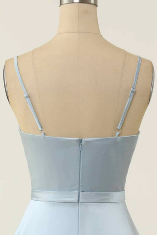 Vestido corto de fiesta plisado con escote en V, nudo retorcido y corte en A Y1866