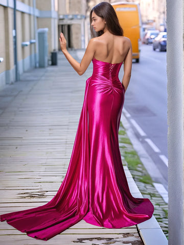 V-neck Split Long Prom Gown With Twist