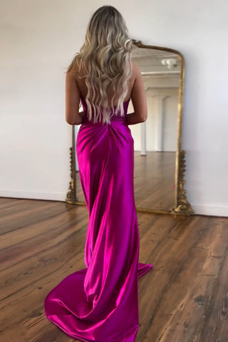Halter Neck Mermaid Satin Long Prom Dress with Appliques