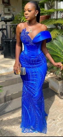 Robe de soirée bleue exquise pour femme, idéale pour un dîner, un mariage ou un bal de promo (référence Y6524).