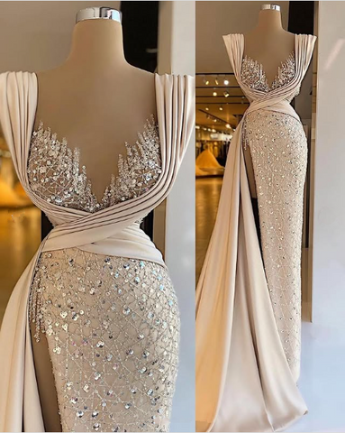 Robes de soirée champagne tendance, robes de bal sexy, robes de concours Y1741