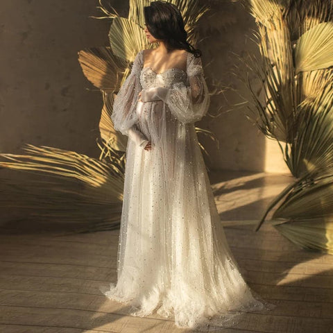Pearl Maternity Dress For Photoshoot Pearl Tulle Dress