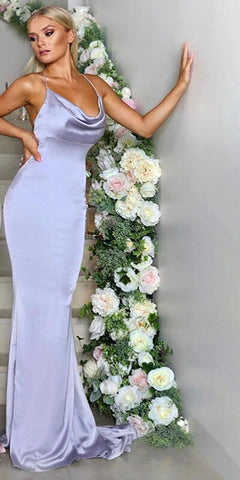 On Sale No Return No Refund Pink And Blue Sleeveless Mermaid Bridesmaid Dresses 2025 Criss-Cross Backless Sexy Simple Bride Gowns LA70393