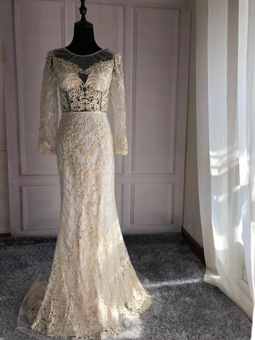 On Sale No Return No Refund Pink Long Sleeves Pearls Crystal Evening Gowns 2025 Mermaid Sexy Elegant  Formal Evening Dress LA6274 Plus Size