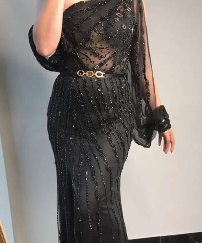 Pink Luxury Beading Crystal Evening Dresses One Shouder Sparkle Sexy Formal Dress 2025 LA70258